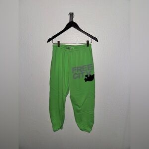freecity Neon Lime Graphic Logo Sweatpants - Women